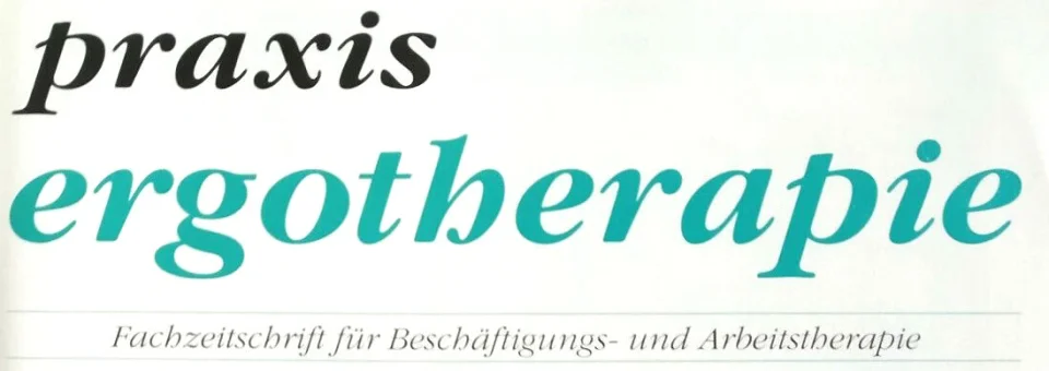 praxis ergotherapie Logos und Untertitel "Fachzeitschrift für Beschäftigungs- und Arbeitstherapie" auf hellem Hintergrund.