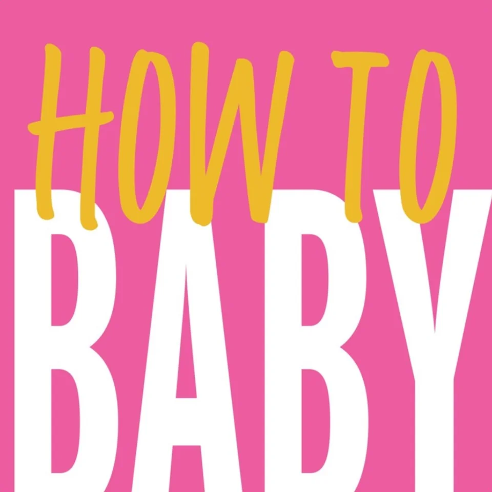 Gelber Text "HOW TO" auf pinkfarbenem Hintergrund mit weißem Text "BABY" darunter. Die Grafik dient als visuelles Element auf der Seite "Unsere Vision" von aceki e.V.