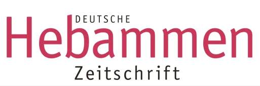 Deutsche Hebammen Zeitschrift Logo mit magentafarbenem Schriftzug "Hebammen" und schwarzer Schrift "Zeitschrift" darunter.